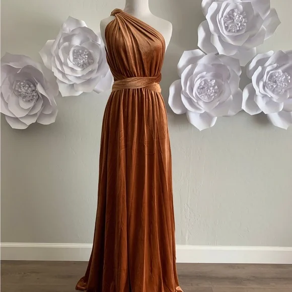 Burnt Orange Velvet Convertible Maxi Dress – One Size (Regular) - Picture 2 of 2